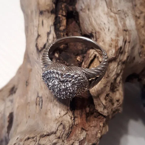 JUDITH RIPKA Diamonique Pave Heart 925 Ring Size 7 - Picture 2 of 6